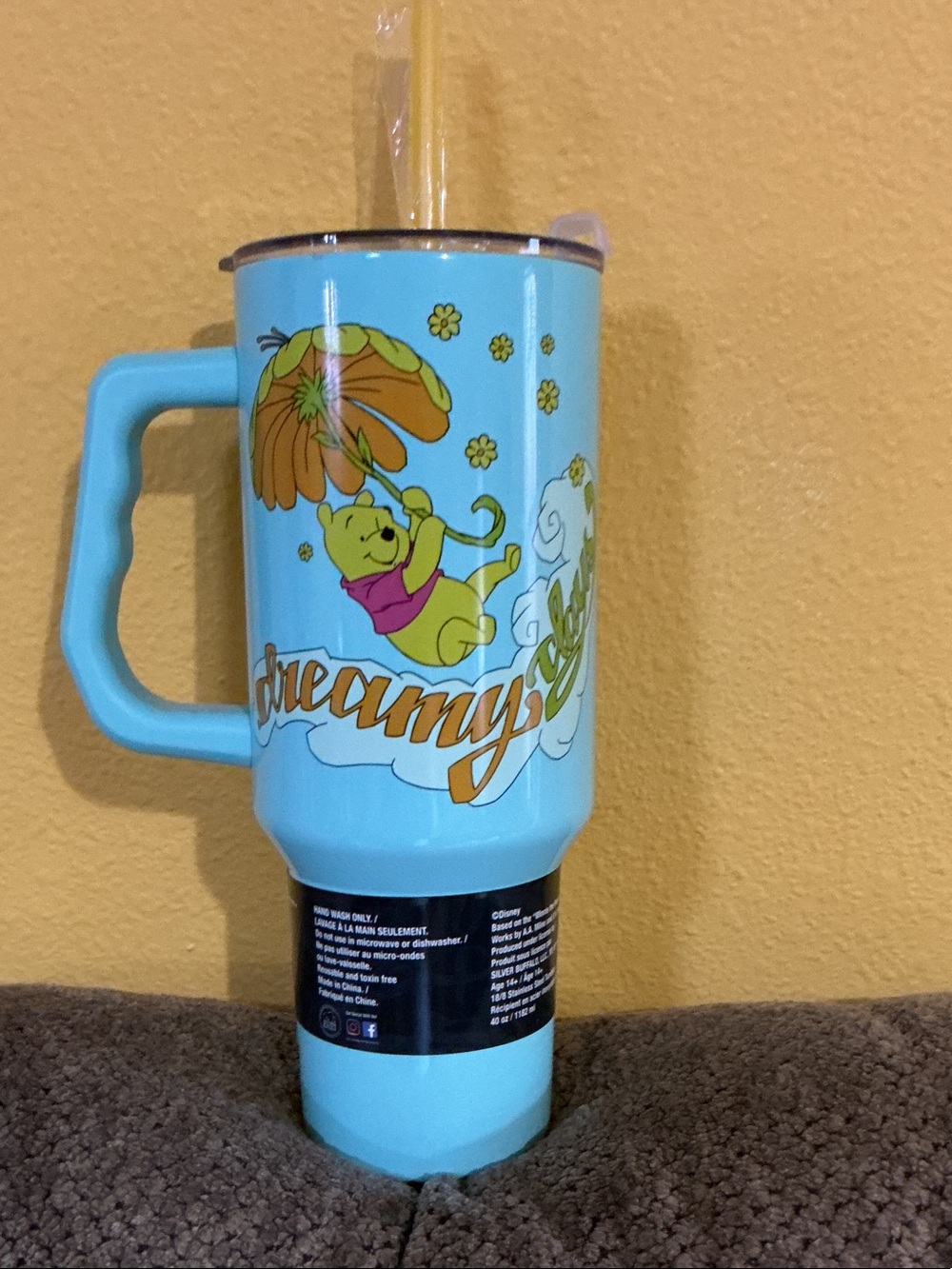 Winnie the Pooh Blue Insulated Travel Mug with Handle Nwt fashion